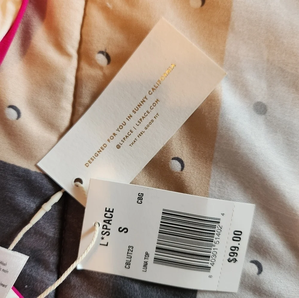 LSPACE Luna Bikini Top in Crystal Pink & Bougainvillea SIZE SMALL NWT - Picture 4 of 5